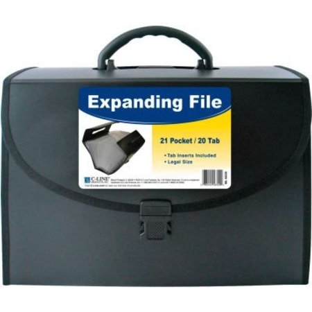 C-LINE PRODUCTS C-Line Products 21-Pocket Legal Size Expanding File with Handle, Black, 1/EA 58320